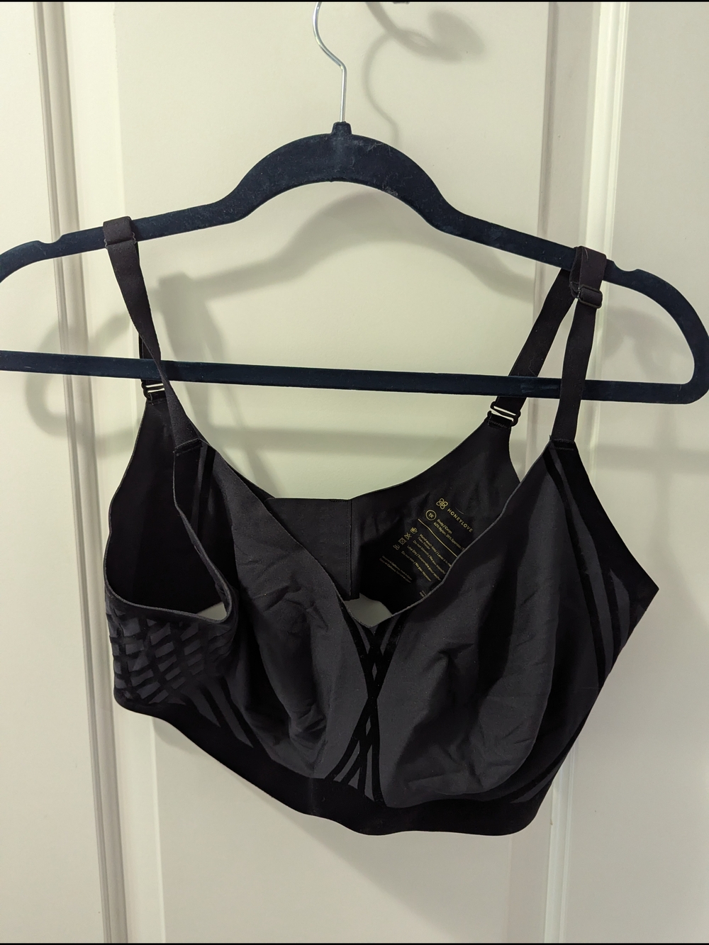 Honeylove Black Wireless Support Bra with Adjustable Straps 1x
